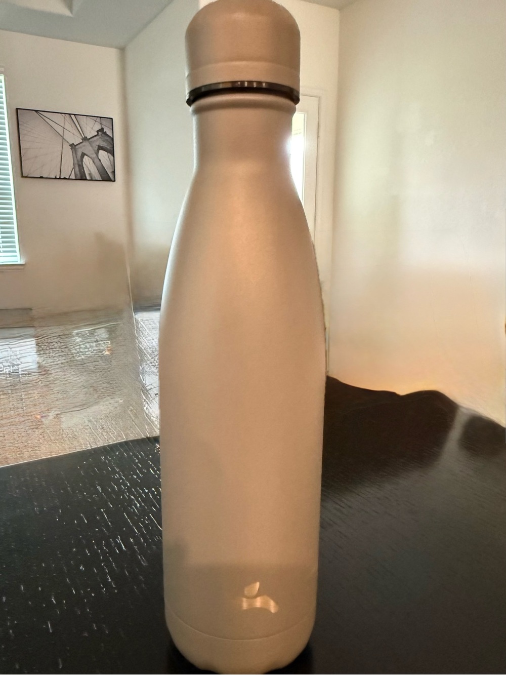 Matte Cream Insulated Bottle with Subtle Logo